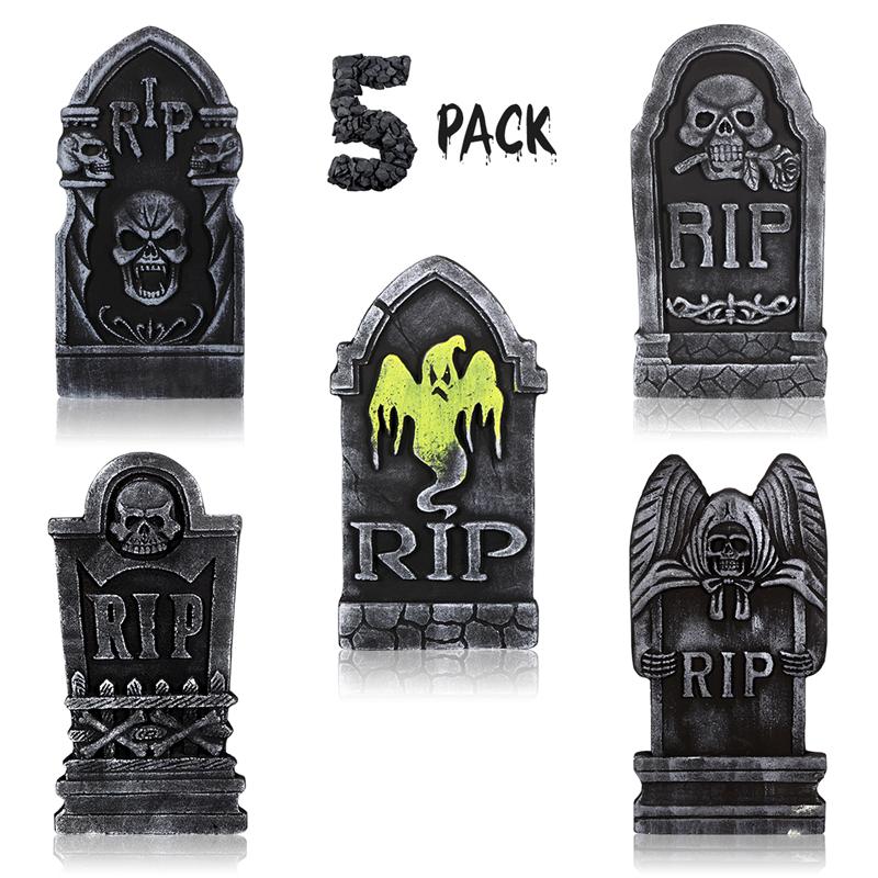 5PCS/6pcs Halloween Tombstone Decorations Realistic and Reusable Haunted House Yard Decorations and Accessories (random style)