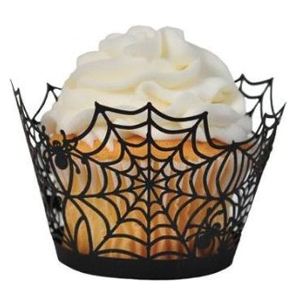 12pcs Halloween Black Bat Cupcake Wrappers Cupcake Liners