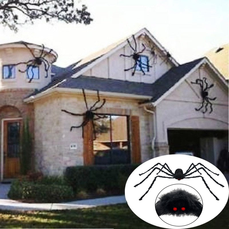 150/200 Cm Halloween Simulation Plush Big Spider, spider web