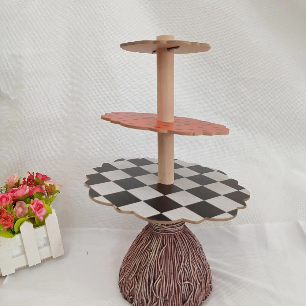 Halloween Broom Table Tree Root Decor Table Cake Stand