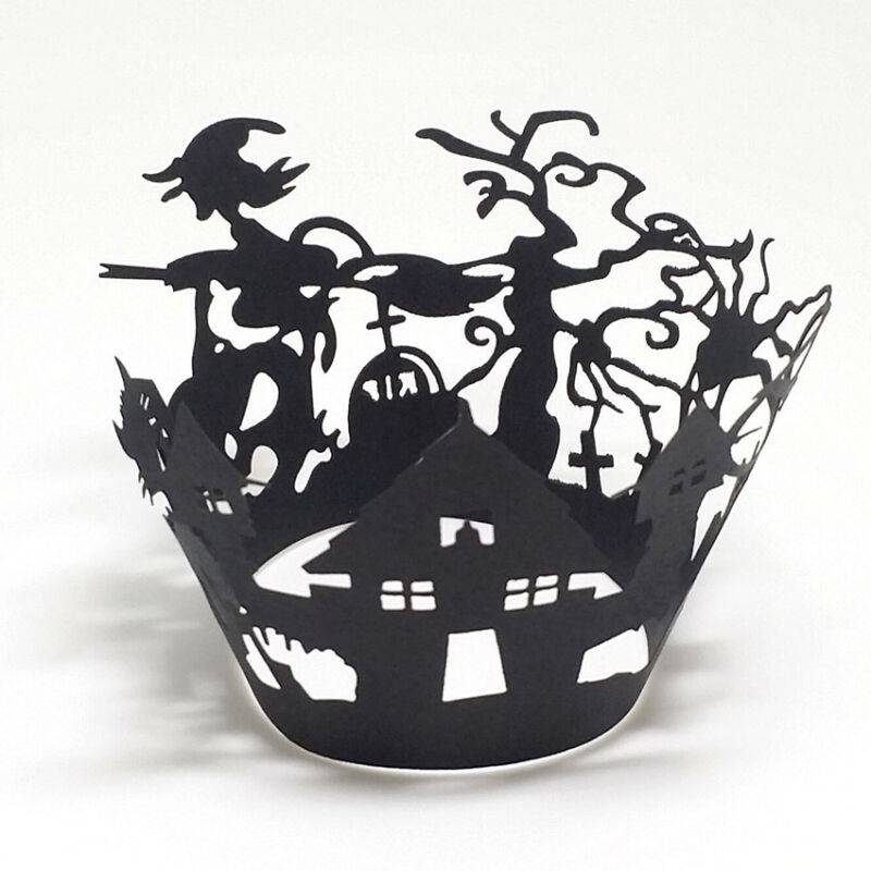 12pcs Halloween Black Bat Cupcake Wrappers Cupcake Liners