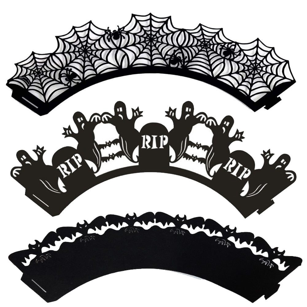 12pcs Halloween Black Bat Cupcake Wrappers Cupcake Liners