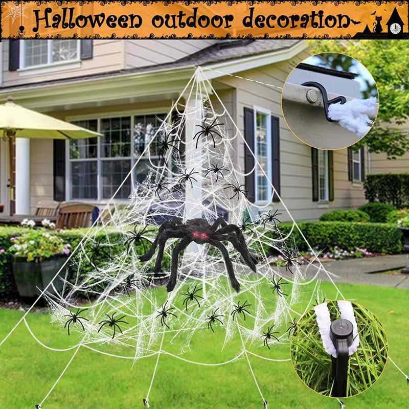 150/200 Cm Halloween Simulation Plush Big Spider, spider web