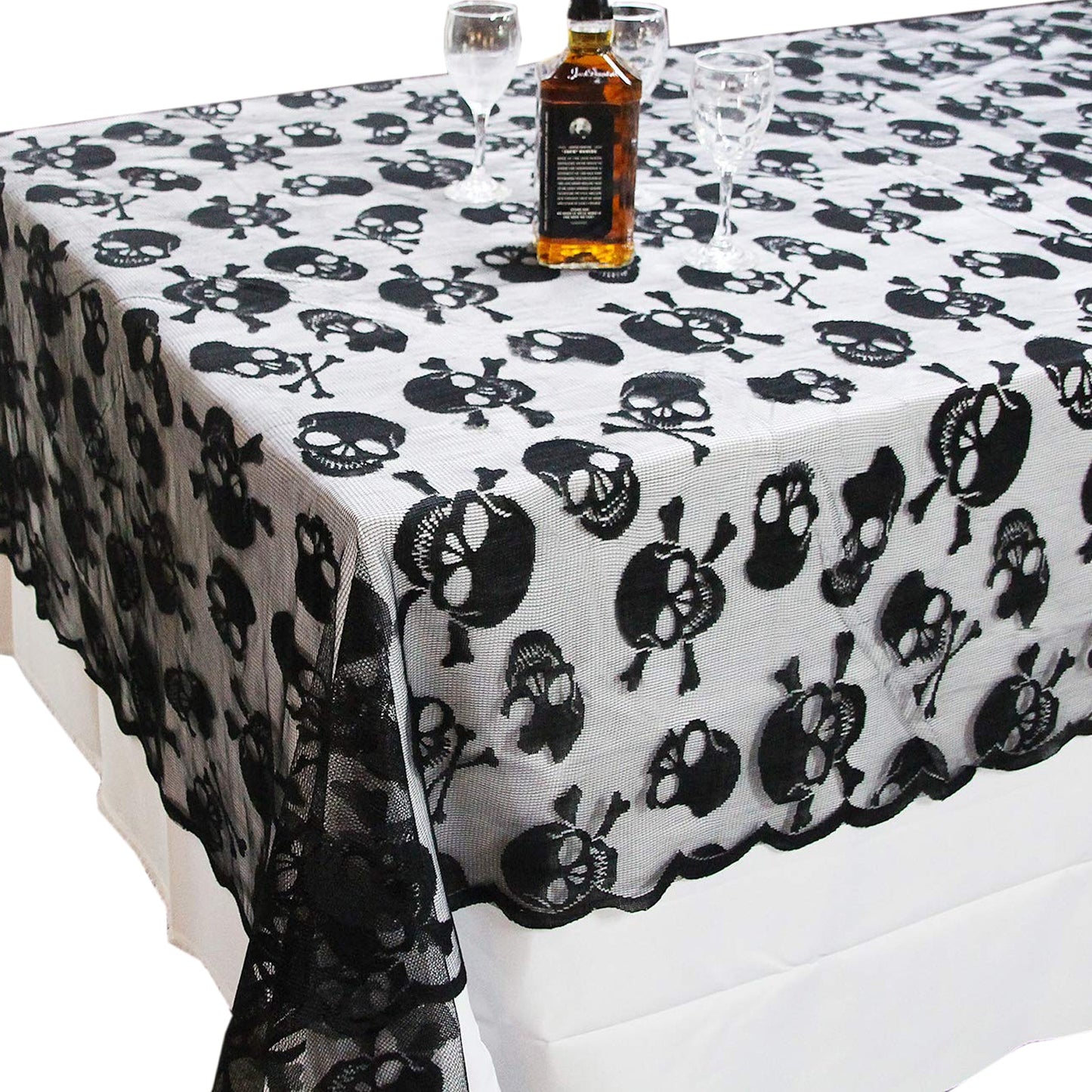 Halloween Decoration Lace Spider Web Skeleton Skull Tablecloth